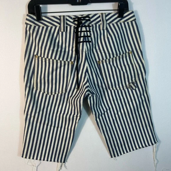 Dolce & Gabbana Navy and White Striped Shorts
